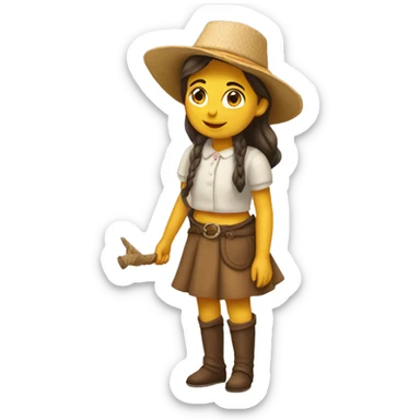 Una niña en un camino y una carreta y unos caballos sticker