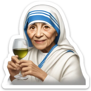Mother teresa drinking wine sticker
