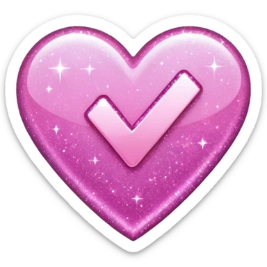 pink checkmark with glitter sticker