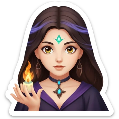 Hyper realistic Beautiful brunette doing Witch craft sticker