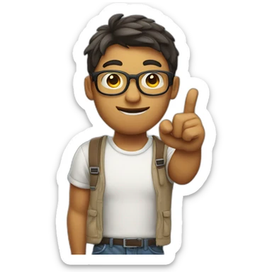 Nerd Raising His Index Finger showing hand wrist sticker