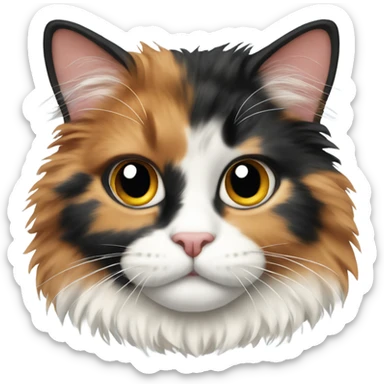 Fluffy calico cat sticker