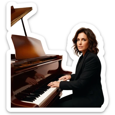 hyperrealistic laura pausini at the piano sticker