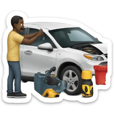 Black man fixing cars sticker