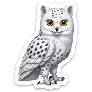 Snowy-Owl-Arctic-Fox-Snow-Leopard-hybrid, full body  sticker