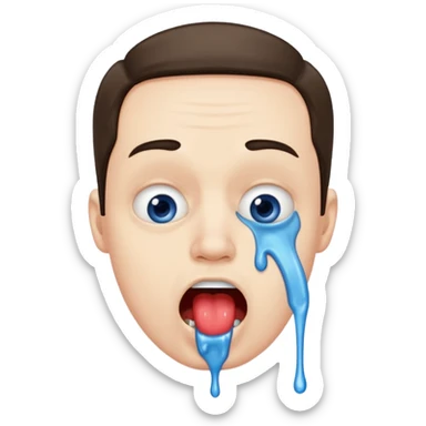 Man Hungry drooling and blue saliva dripping out of the mouth sticker