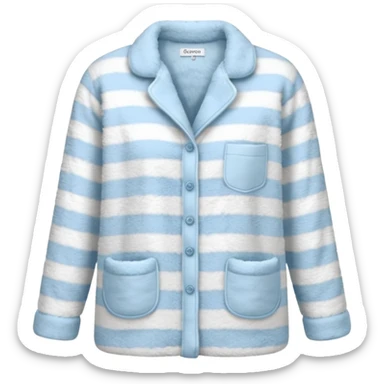 emoji of an isolated fluffy fleece pajama top with soft pastel vertical stripes, plush fuzzy texture, light grey and pastel blue tones, button-down long sleeves, neatly folded flat-lay, no person, no body, no mannequin, cozy warm winter mood, soft shading sticker