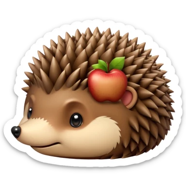 curled up hedgehog without face or limbs, apple emoji style, simple and round sticker