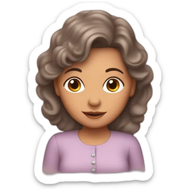 Grandma, Latina, long brown hair, brown skin, with babies sticker