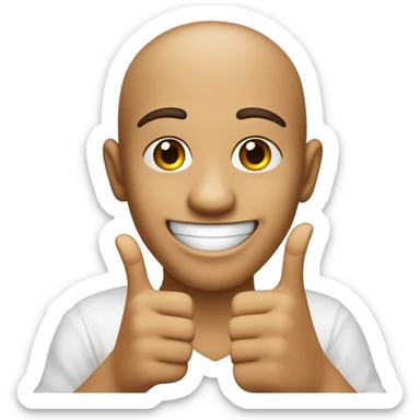 round face very smiling, with the thumb of the left hand between the ring and index fingers, en lenguaje de señas colombiano sticker