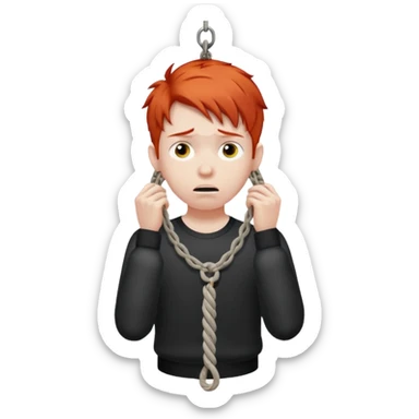 red head boy hanging from noose sticker