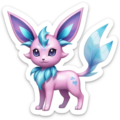 Shiny Cool Sparkly Cute Ethereal Espeon-Glaceon-Sylveon-Vaporeon-Fakemon-hybrid-fusion- full body sticker