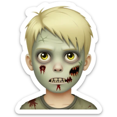 Boy zombie with blonde emo hair sticker