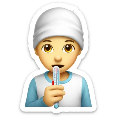 sick child, thermometer with high temperature sticker