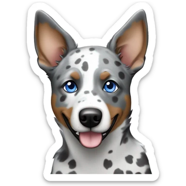 Australian cattle dog grey and white spotted with blue eyes sticker