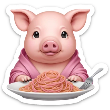   renaissance monalisa pig with pink spaghetti background  sticker