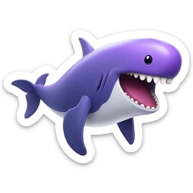 purple whale front with open mouth sticker