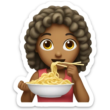 a girl eating roman noodles  sticker