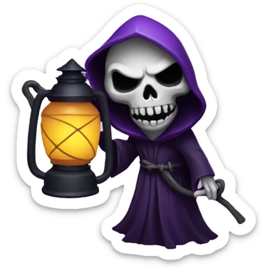 Creepy Purple grim reaper holding a lantern sticker