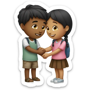 girl and boy kissing with pinky promise  sticker