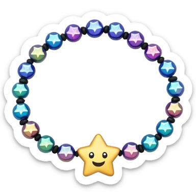 colourful round beaded bracelet with some star beads sticker