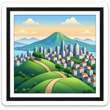 Colina con vistas de ciudad sticker