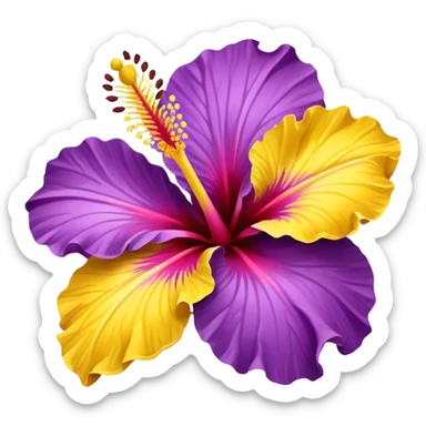 Hibiscus flower with a different petal yellow with the corner purple  sticker