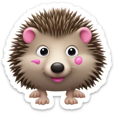 Hedgehog with a pink nose sticker