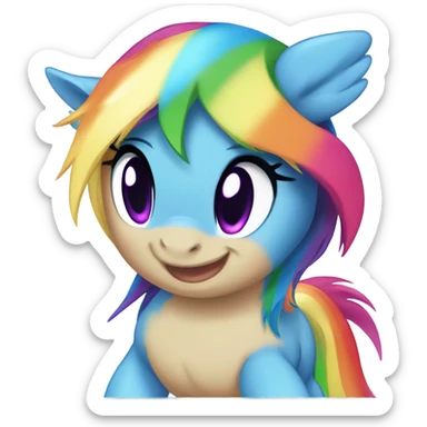 baby rainbow dash in hyper and party  sticker