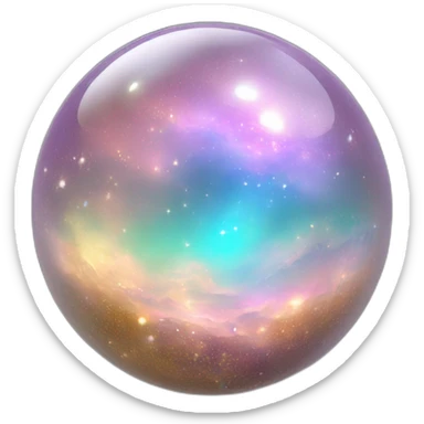 Sparkly glossy Pastel iridescent glass crystal nebula glass orb sticker