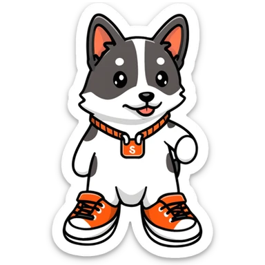 Perro con tenis sticker