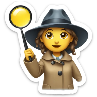 girl in a detective costume, in a raincoat, with a hat and a magnifying glass in her hands sticker