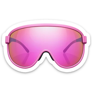 pink mirrored shield visor glasses with reflective surface, high fashion Y2K design sticker