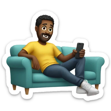 man on a sofa using TikTok sticker
