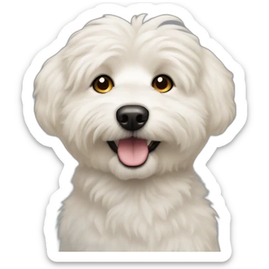 blonde-eskipoo-dog with one hear up sticker