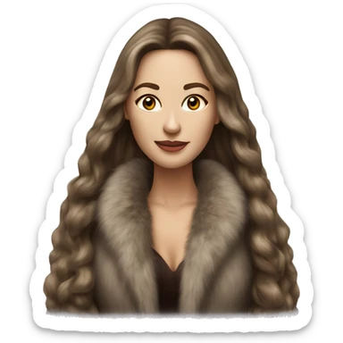 Beautiful realistic long hair light brunette mob wife with fur coat sticker