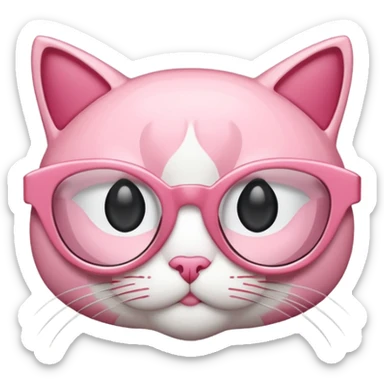 Rose pink glasses, cat type shaped. sticker