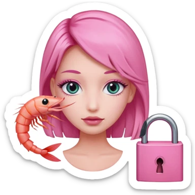 A pink rubber maid sissy MTF holding a lock and a shrimp sticker