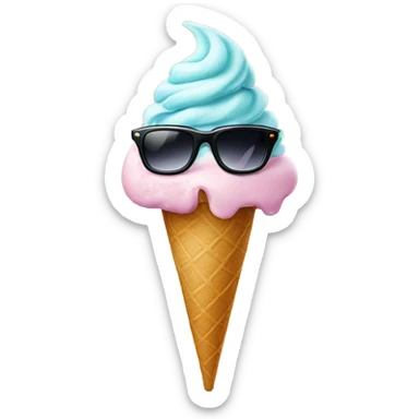 Ice cream with sunglasses and too too  sticker