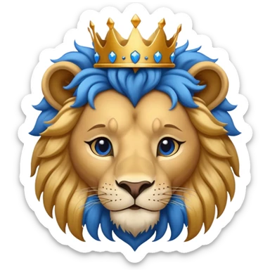 brave lion wearing a golden crown with blue hearts in New York City sticker