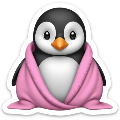 A cute penguin snuggled in a pink blanket  sticker