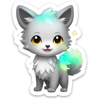 Cute Kawaii Chibi Fur-Sona Pretty Shiny Colorful Sparkly Fakemon Full Body sticker