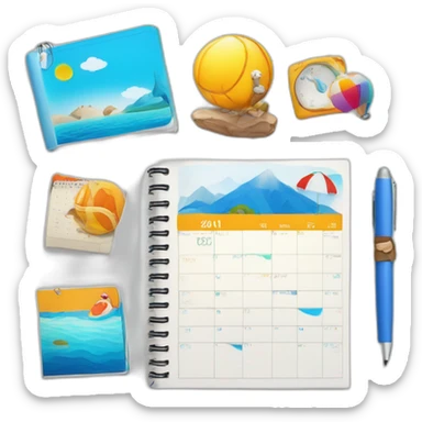 agenda+ calendario + feria turismo + colores azules sticker