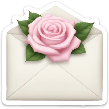 White envelope with light pink roses sticker