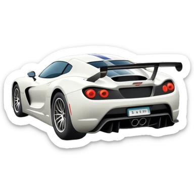 An icon representing a racing game interface, inspired by Grand Turismo. The design features a sleek, high-performance car speeding through a dynamic track, with speedometers and lap indicators visible. The road twists and turns, emphasizing the thrill of competitive racing. Transparent background. sticker