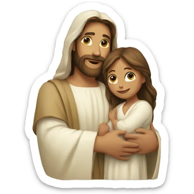 Jesus holding a girl  sticker