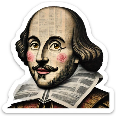 Shakespeare made of newspaper cuttings 420 roses flowers sticker