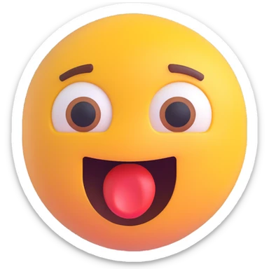 Shocked emoji in 3D style with a surprised expression, variant 1, no background, transparent background. sticker