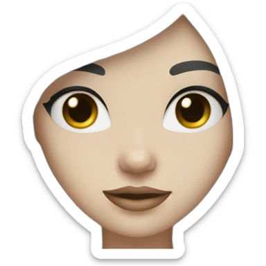 White skin girl with black hair and eyes with white jeans and black top sticker