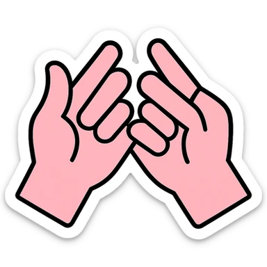 Change the hand colors to a pastel pink, keep the pinky promise gesture, no background. sticker